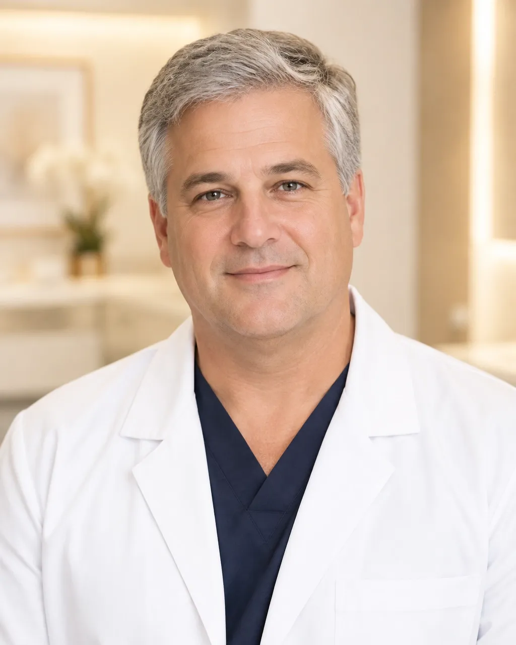 Jason Gray, MD, medical director in a white coat